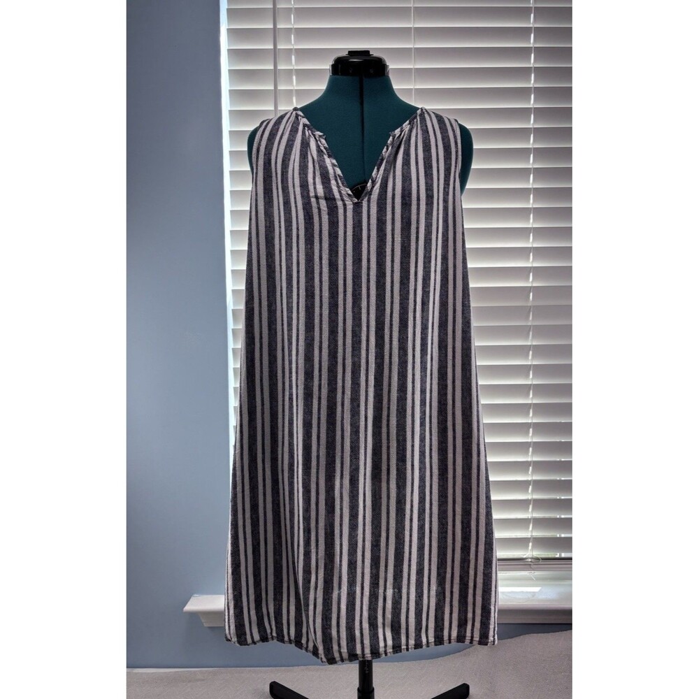 GAP Blue & White Striped Linen Blend Sleeveless Shift Dress - Size M